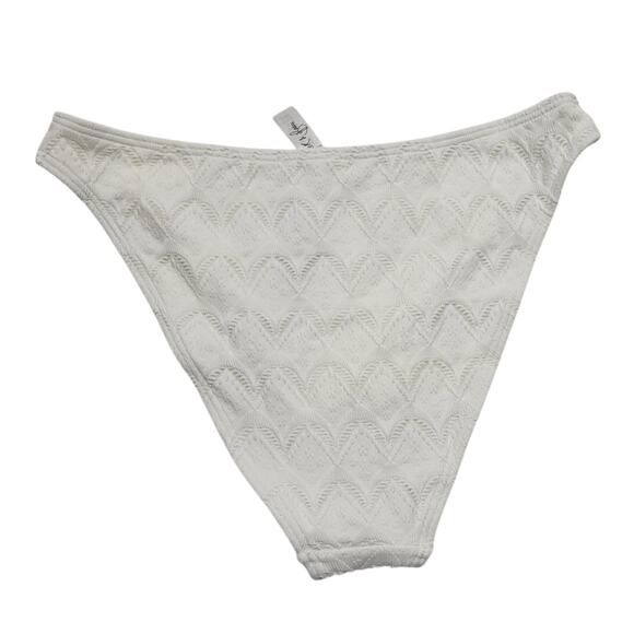 Peek & Beau Exclusive Textured Eyelet High Leg Bikini Bottom White Size 8 - Picture 12 of 13